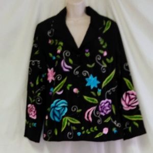 Blutique Silk Jacket Size L Embroidered Lined